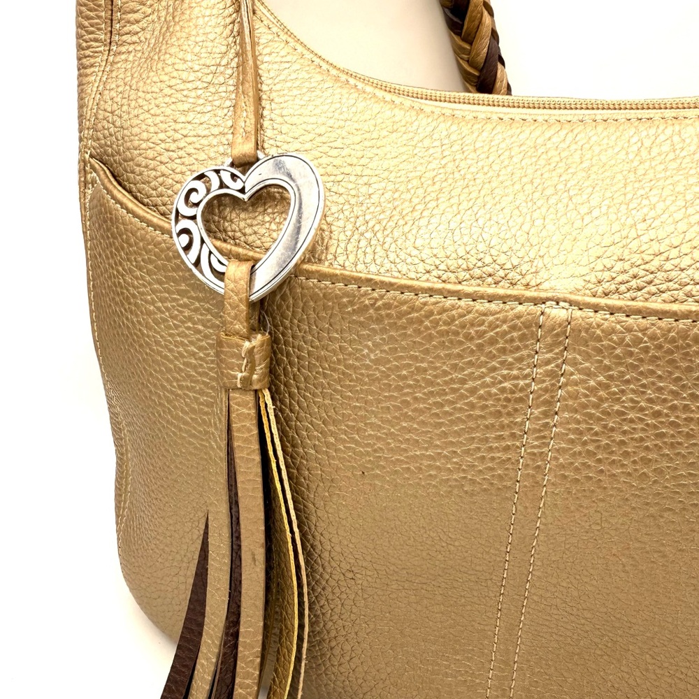 Brighton Gold and Tan Hobo Bag - Picture 3 of 11